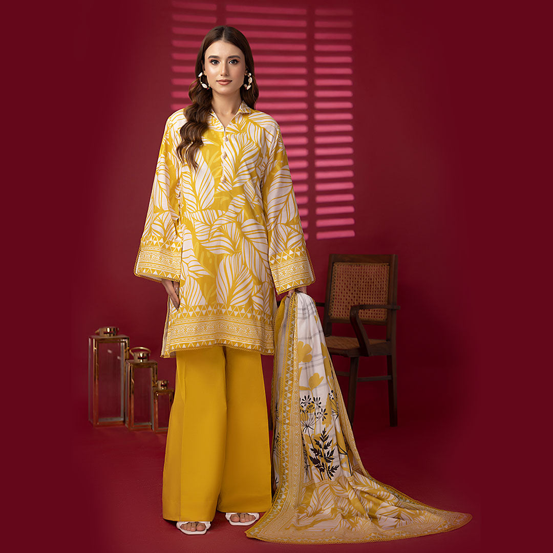 1 & Get 1 Free - 3pc Unstitched Printed Lawn Suit