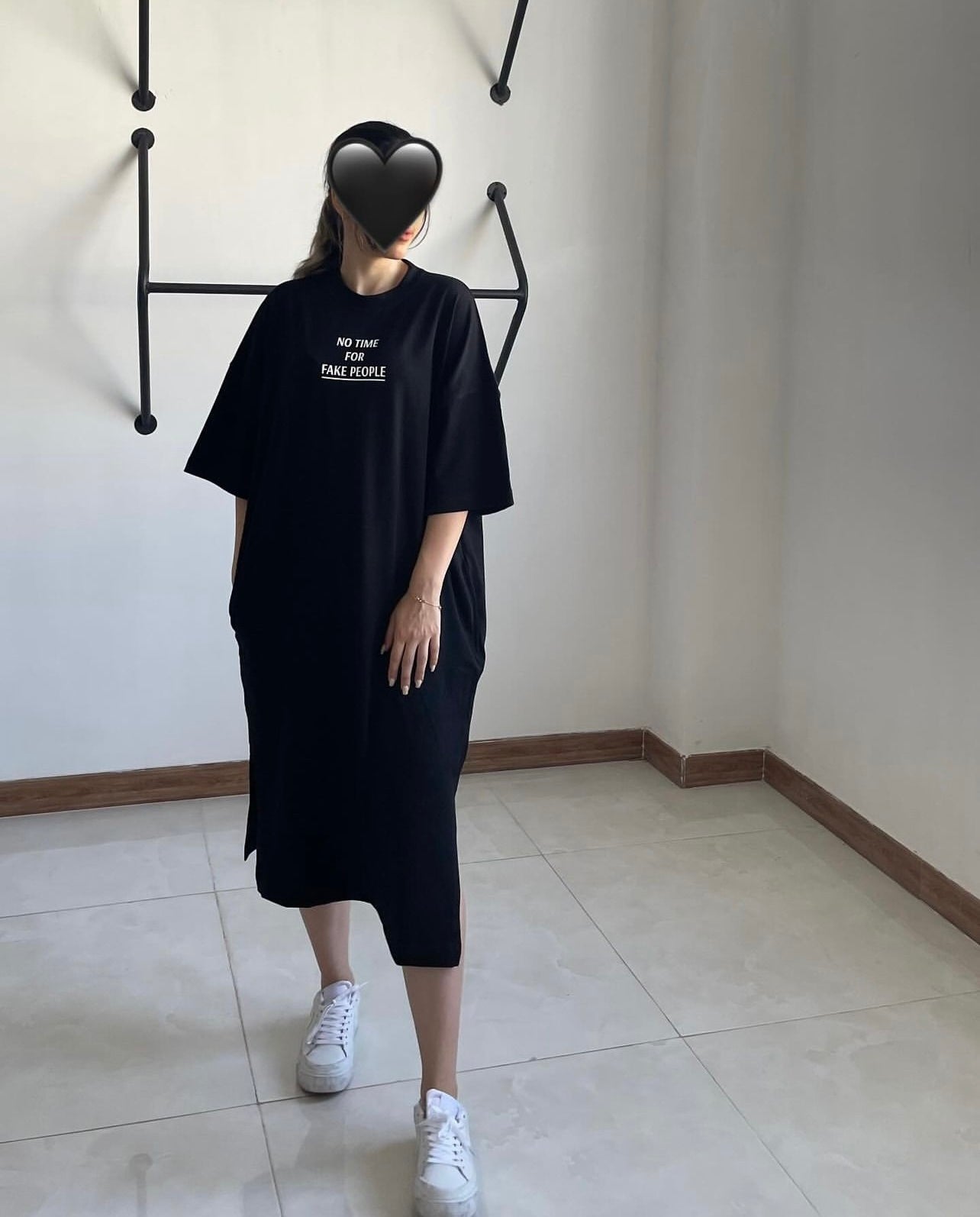 Drop Shoulder Printed Long Top CH 461