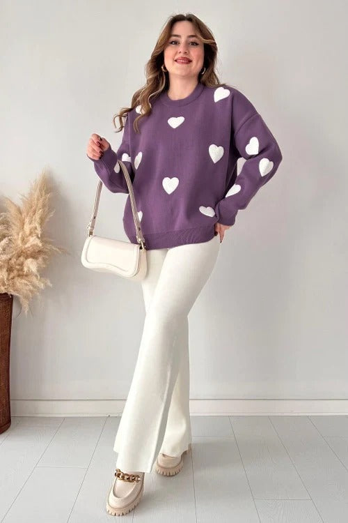 Heart printed winter fleece co ord Set