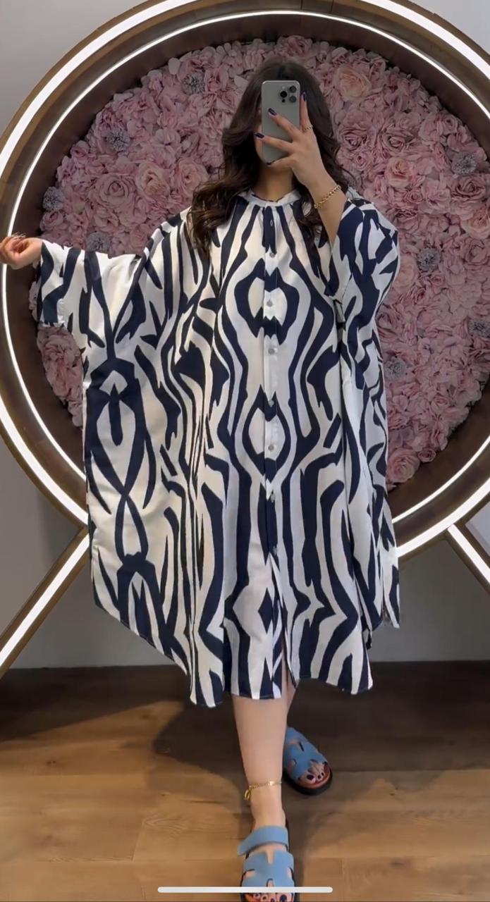 Silk Printed Button Style Kaftaan CH 422