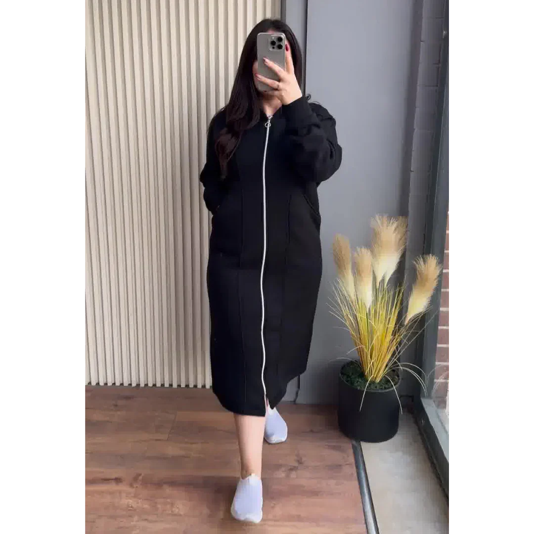 Long Zipper Fleece Hoodie