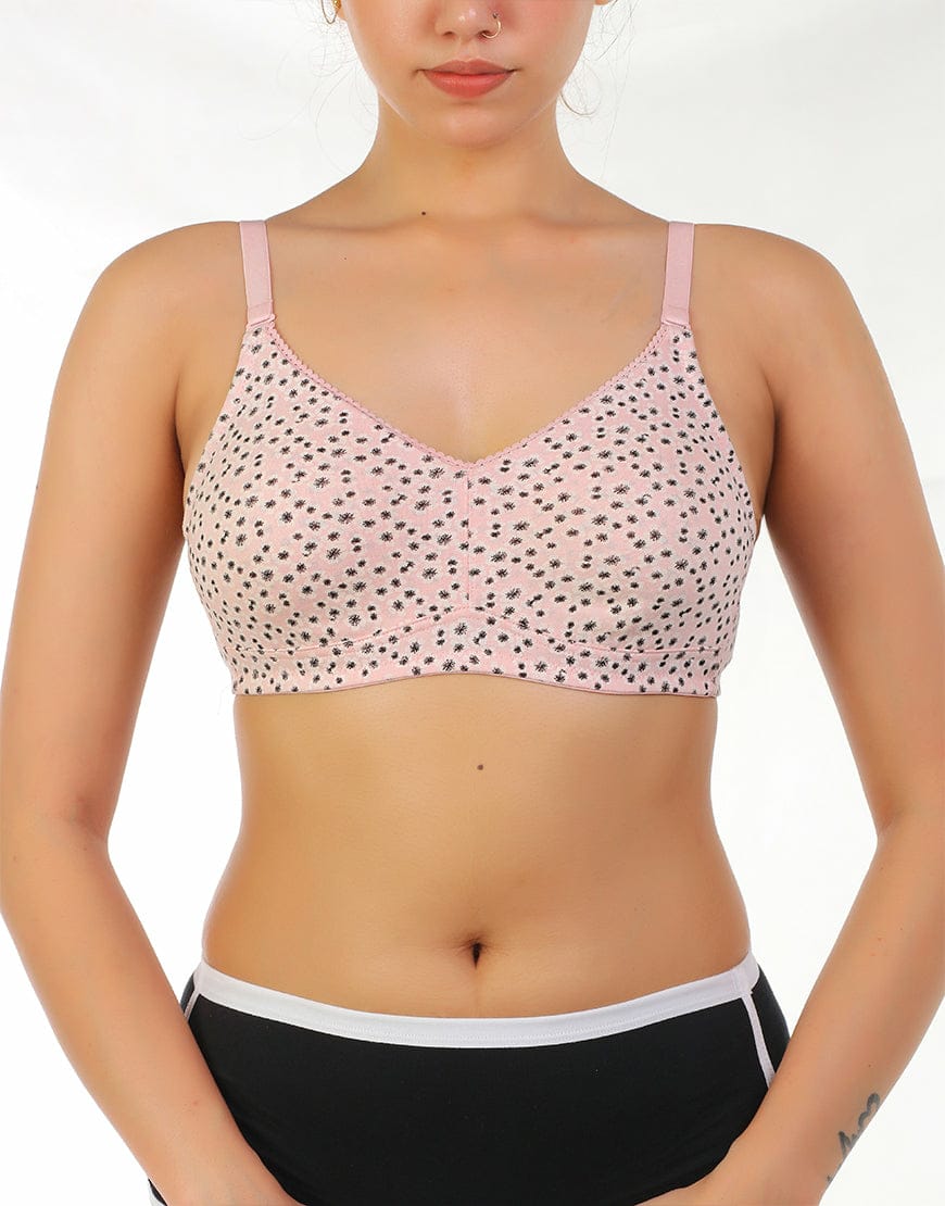 PACK OF 2 STRETCHABLE COTTON DOUBLE LAYERED NON WIRED PRINTED BRA
