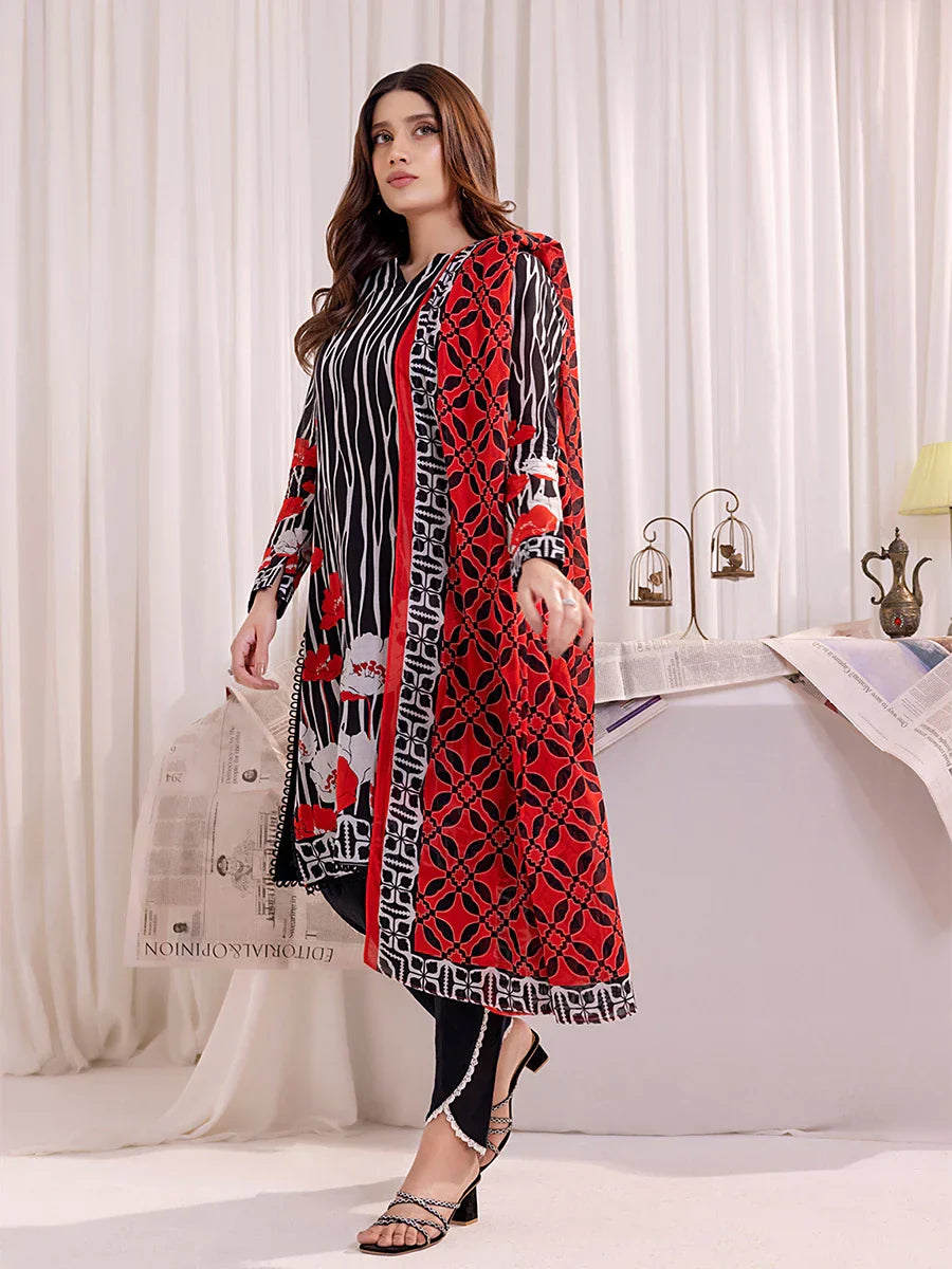 1 & Get 1 Free - 3PC Unstitched Printed Lawn Suit