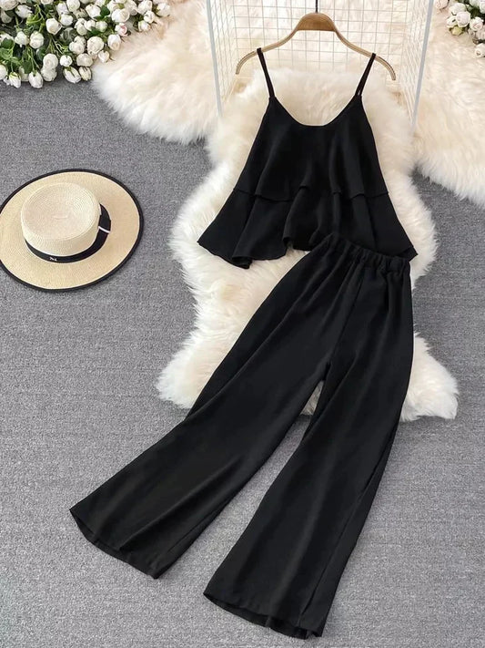 Frill Style Sleeveless Lounge Wear Set