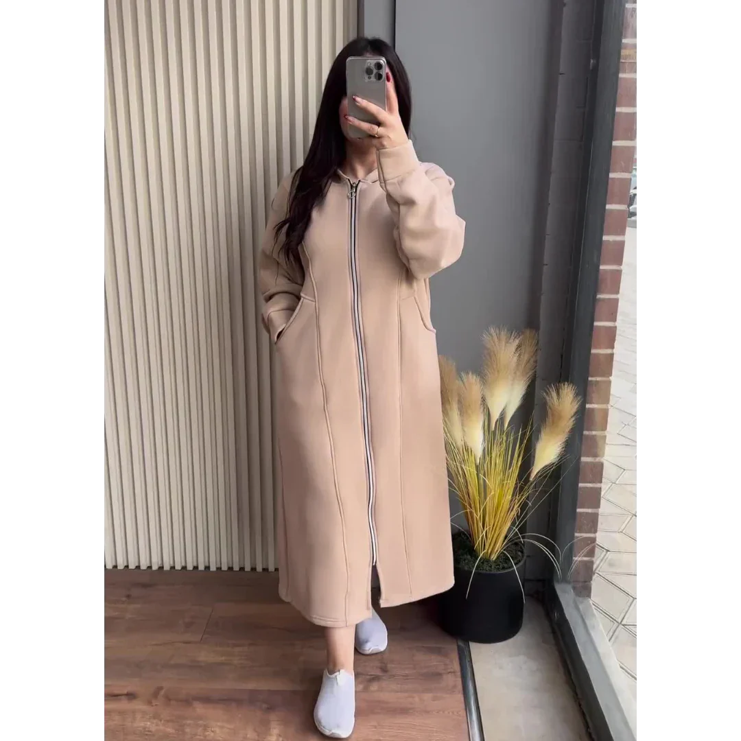 Long Zipper Fleece  Hoodie